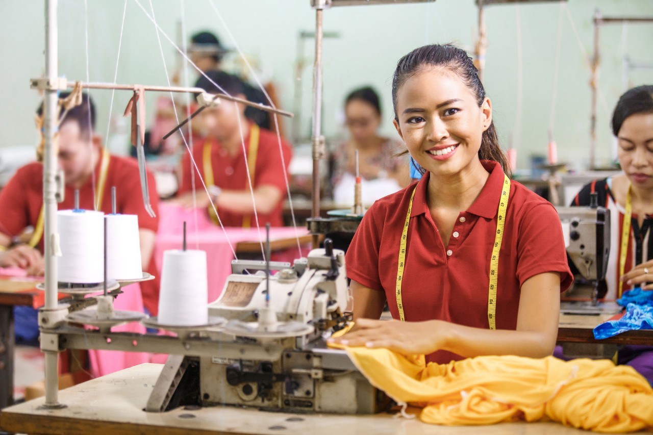 smiling garment work; Biden and pro-union president concept